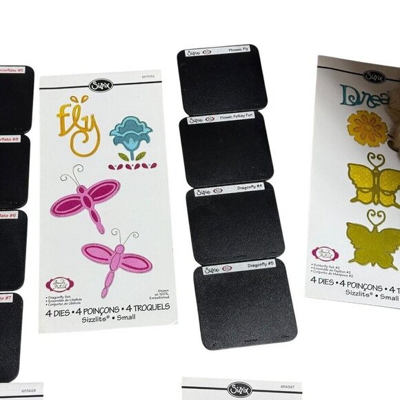 Sizzix Sizzlits Die Set Lot Snowman Snowflakes Branch Dragonfly Butterfly More - Picture 3 of 8